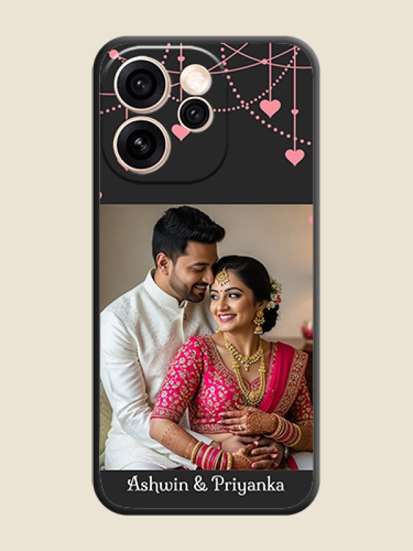 Custom Pink Love Hangings with Text On Space Black Custom Soft Matte Mobile Back Cover - Oppo Reno 15 Pro Mini 5G