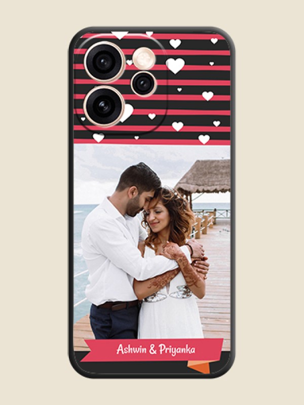 Custom White Color Love Symbols with Pink Lines Pattern On Space Black Custom Soft Matte Mobile Back Cover - Oppo Reno 15 Pro Mini 5G