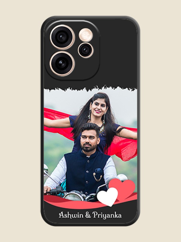 Custom Pin Color Love Shaped Ribbon Design with Text On Space Black Custom Soft Matte Mobile Back Cover - Oppo Reno 15 Pro Mini 5G