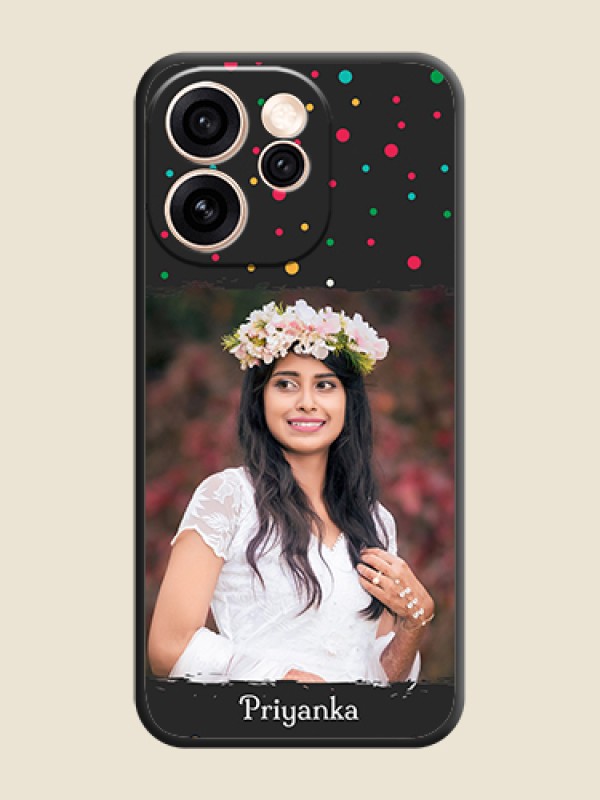 Custom Multicolor Dotted Pattern with Text On Space Black Custom Soft Matte Mobile Back Cover - Oppo Reno 15 Pro Mini 5G