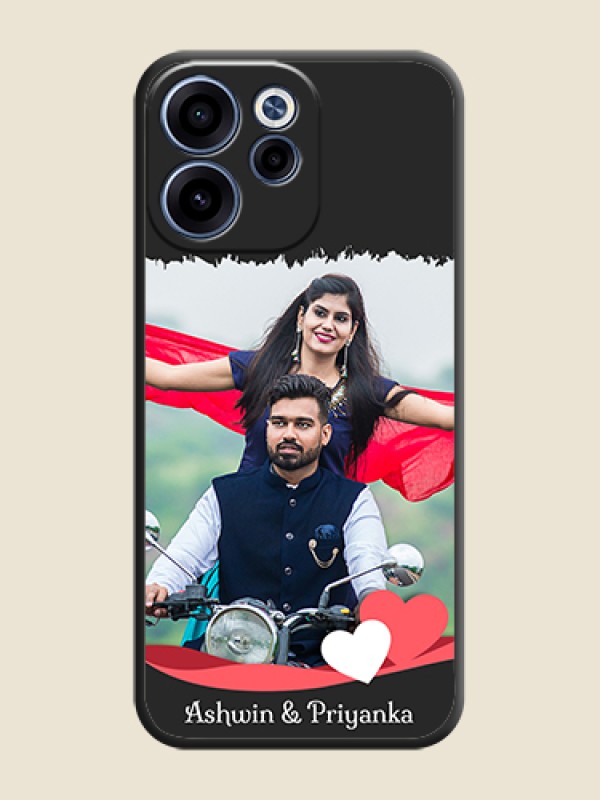 Custom Pin Color Love Shaped Ribbon Design with Text On Space Black Custom Soft Matte Mobile Back Cover - Oppo Reno 15C 5G