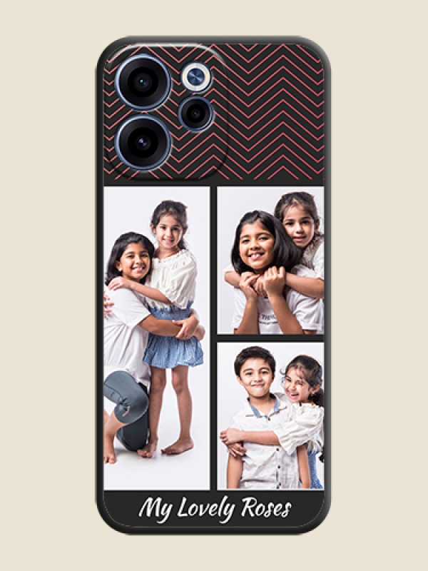 Custom Wave Pattern with 3 Image Holder On Space Black Custom Soft Matte Mobile Back Cover - Oppo Reno 15C 5G