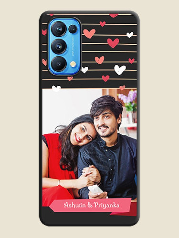 Custom Love Pattern with Name on Pink Ribbon  on Photo on Space Black Soft Matte Back Cover - Reno 5 Pro