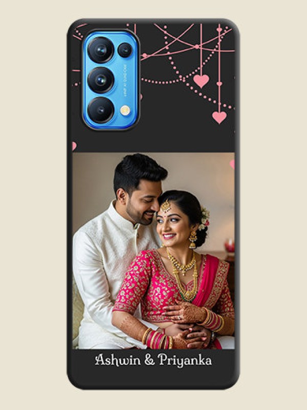 Custom Pink Love Hangings with Text on Space Black Custom Soft Matte Back Cover - Reno 5 Pro