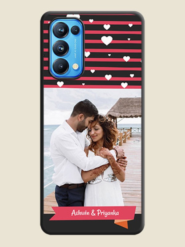 Custom White Color Love Symbols with Pink Lines Pattern on Space Black Custom Soft Matte Phone Cases - Reno 5 Pro