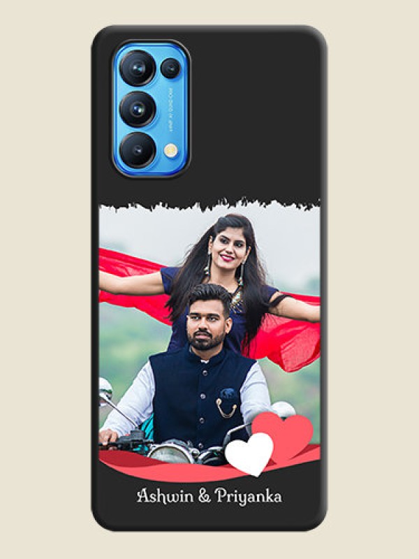 Custom Pin Color Love Shaped Ribbon Design with Text on Space Black Custom Soft Matte Phone Back Cover - Reno 5 Pro