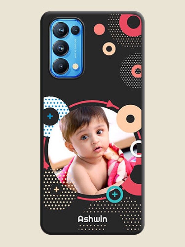 Custom Multicoloured Round Image on Personalised Space Black Soft Matte Cases - Reno 5 Pro