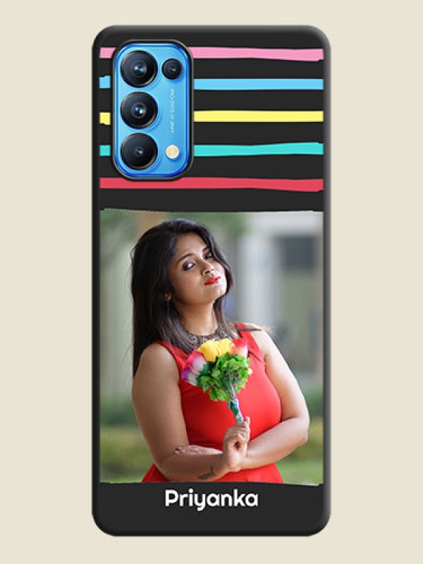Custom Multicolor Lines with Image on Space Black Personalized Soft Matte Phone Covers - Reno 5 Pro