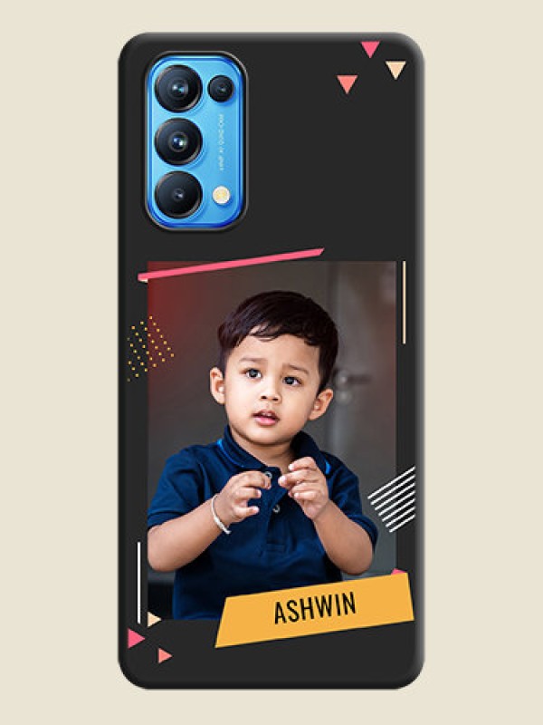 Custom Photo Frame with Triangle Small Dots on Photo on Space Black Soft Matte Back Cover - Reno 5 Pro