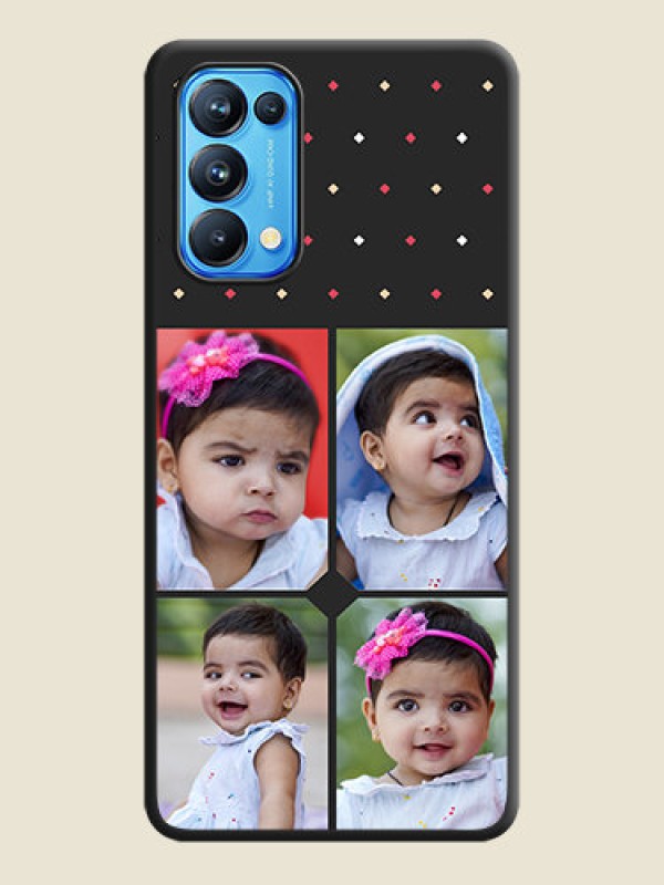 Custom Multicolor Dotted Pattern with 4 Image Holder on Space Black Custom Soft Matte Phone Cases - Reno 5 Pro