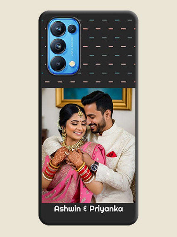 Custom Line Pattern Design with Text on Space Black Custom Soft Matte Phone Back Cover - Reno 5 Pro