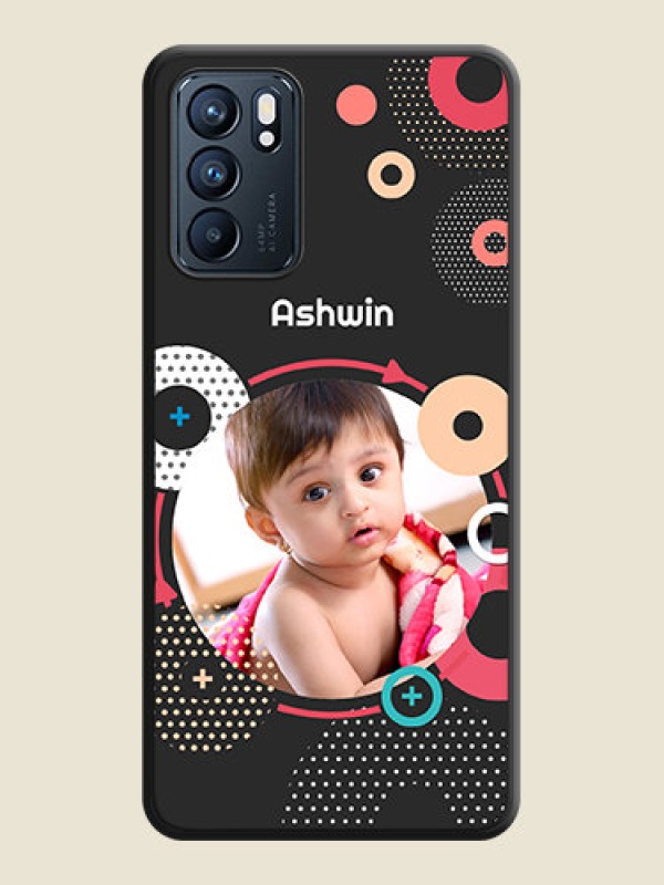 Custom Multicoloured Round Image on Personalised Space Black Soft Matte Cases - Oppo Reno 6 5G