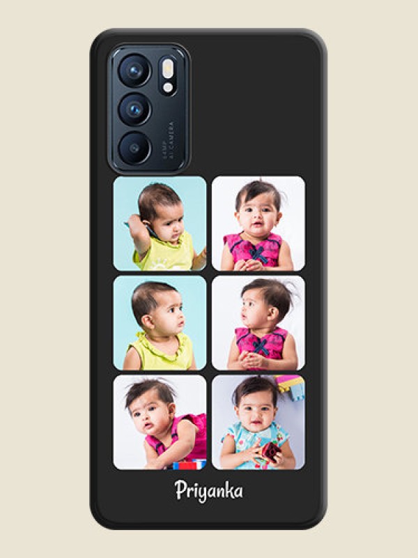 Custom Floral Art with 6 Image Holder on Photo on Space Black Soft Matte Mobile Case - Oppo Reno 6 5G