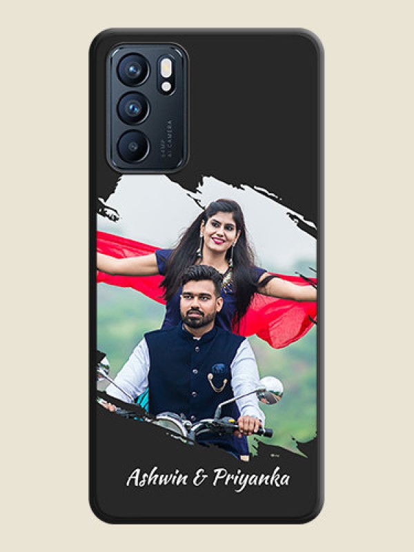 Custom Grunge Brush Strokes on Photo on Space Black Soft Matte Back Cover - Oppo Reno 6 5G