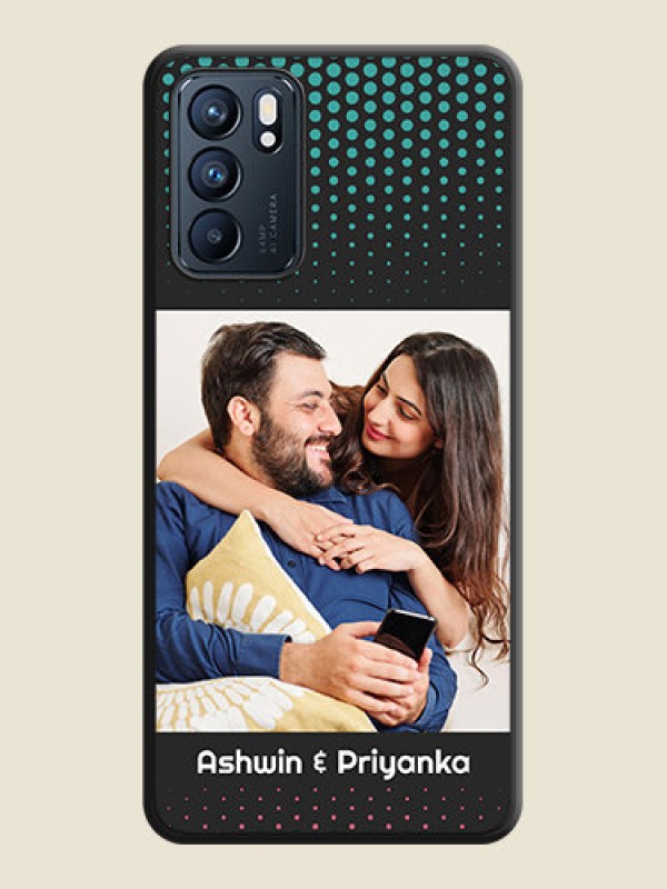 Custom Faded Dots with Grunge Photo Frame and Text on Space Black Custom Soft Matte Phone Cases - Oppo Reno 6 5G