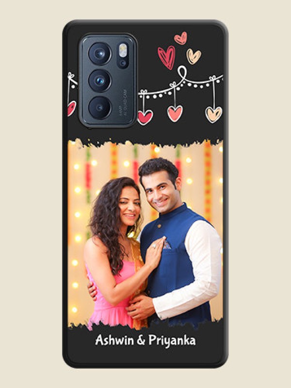 Custom Pink Love Hangings with Name on Space Black Custom Soft Matte Phone Cases - Oppo Reno 6 Pro 5G
