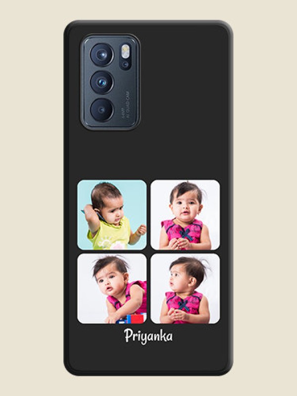 Custom Floral Art with 6 Image Holder on Photo on Space Black Soft Matte Mobile Case - Oppo Reno 6 Pro 5G