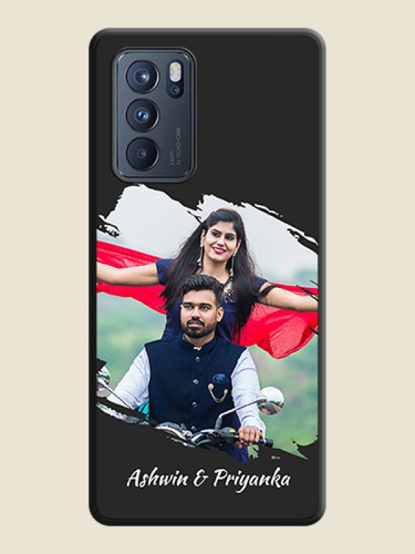 Custom Grunge Brush Strokes on Photo on Space Black Soft Matte Back Cover - Oppo Reno 6 Pro 5G