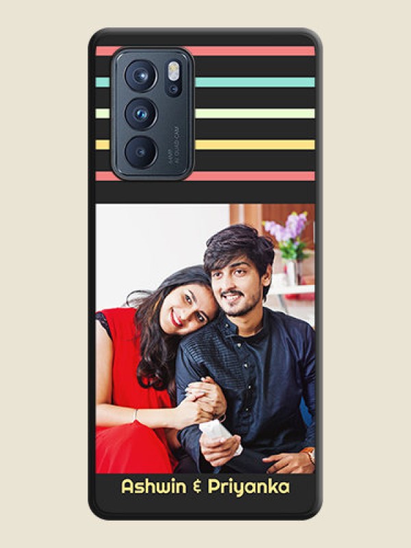 Custom Color Stripes with Photo and Text on Photo on Space Black Soft Matte Mobile Case - Oppo Reno 6 Pro 5G