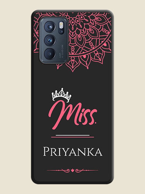 Custom Mrs Name with Floral Design on Space Black Personalized Soft Matte Phone Covers - Oppo Reno 6 Pro 5G