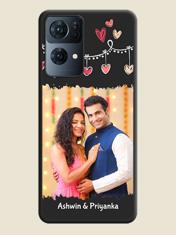 Custom Pink Love Hangings with Name on Space Black Custom Soft Matte Phone Cases - Oppo Reno 7 Pro 5G