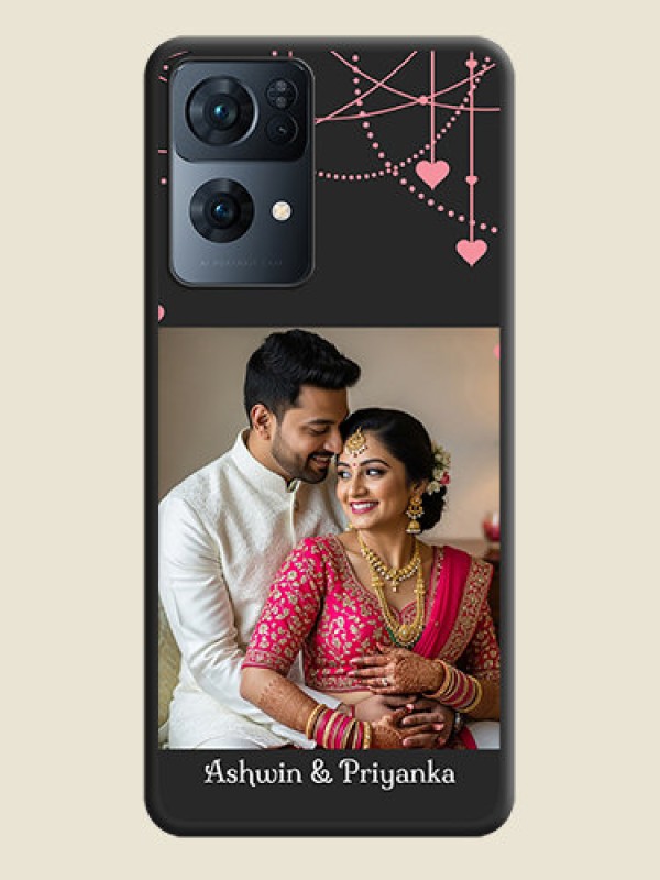 Custom Pink Love Hangings with Text on Space Black Custom Soft Matte Back Cover - Oppo Reno 7 Pro 5G