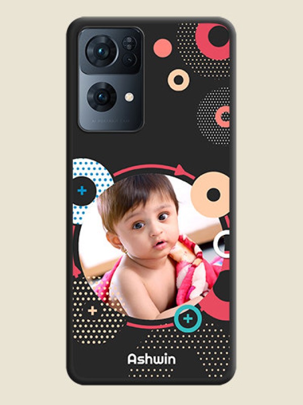 Custom Multicoloured Round Image on Personalised Space Black Soft Matte Cases - Oppo Reno 7 Pro 5G