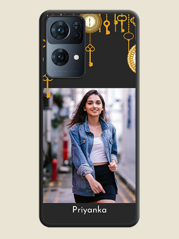 Custom Decorative Design with Text on Space Black Custom Soft Matte Back Cover - Oppo Reno 7 Pro 5G