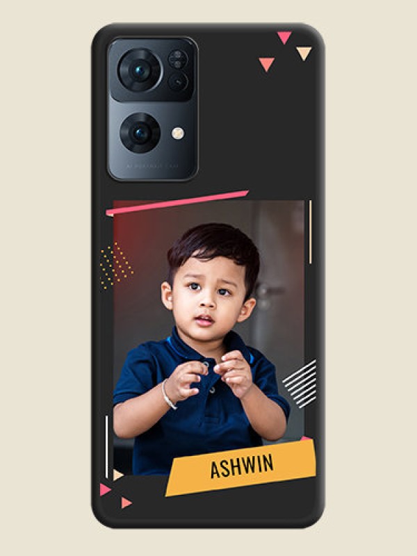 Custom Photo Frame with Triangle Small Dots on Photo on Space Black Soft Matte Back Cover - Oppo Reno 7 Pro 5G