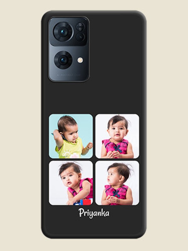 Custom Floral Art with 6 Image Holder on Photo on Space Black Soft Matte Mobile Case - Oppo Reno 7 Pro 5G