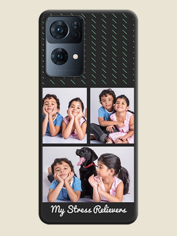 Custom Cross Dotted Pattern with 2 Image Holder  on Personalised Space Black Soft Matte Cases - Oppo Reno 7 Pro 5G