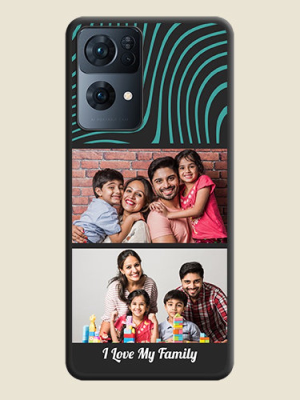 Custom Wave Pattern with 2 Image Holder on Space Black Personalized Soft Matte Phone Covers - Oppo Reno 7 Pro 5G