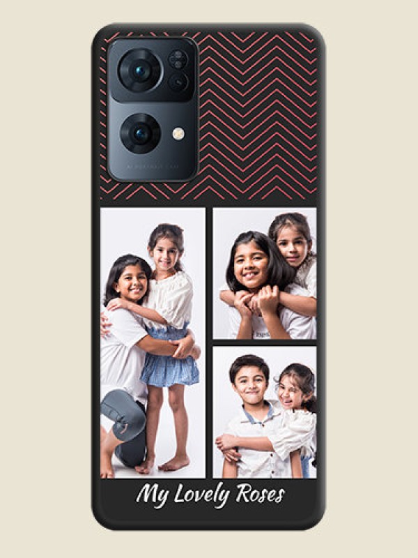 Custom Wave Pattern with 3 Image Holder on Space Black Custom Soft Matte Back Cover - Oppo Reno 7 Pro 5G