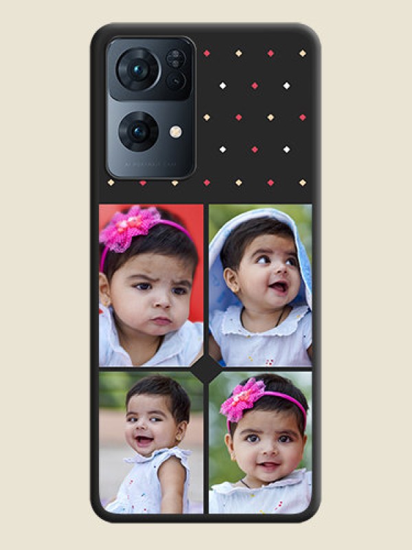 Custom Multicolor Dotted Pattern with 4 Image Holder on Space Black Custom Soft Matte Phone Cases - Oppo Reno 7 Pro 5G