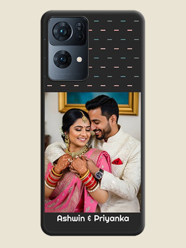 Custom Line Pattern Design with Text on Space Black Custom Soft Matte Phone Back Cover - Oppo Reno 7 Pro 5G