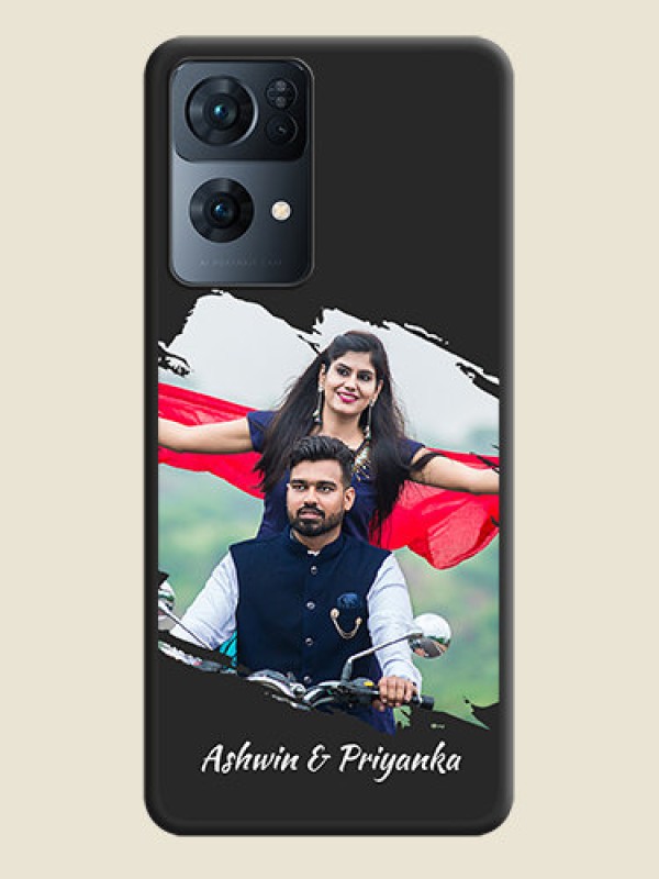 Custom Grunge Brush Strokes on Photo on Space Black Soft Matte Back Cover - Oppo Reno 7 Pro 5G