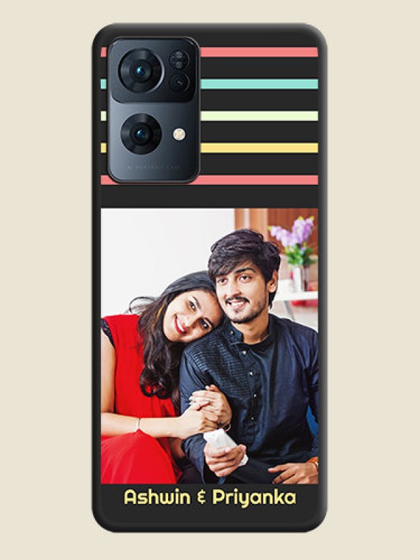 Custom Color Stripes with Photo and Text on Photo on Space Black Soft Matte Mobile Case - Oppo Reno 7 Pro 5G