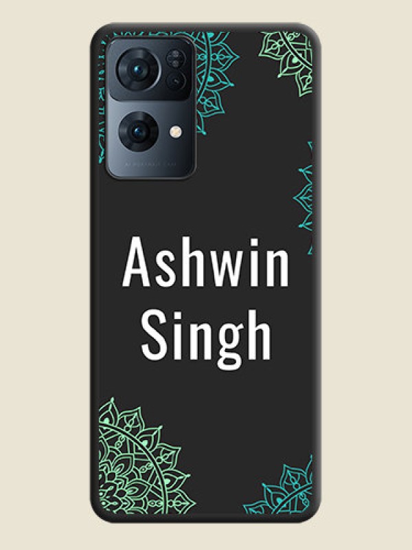 Custom Your Name with Floral Design on Space Black Custom Soft Matte Back Cover - Oppo Reno 7 Pro 5G