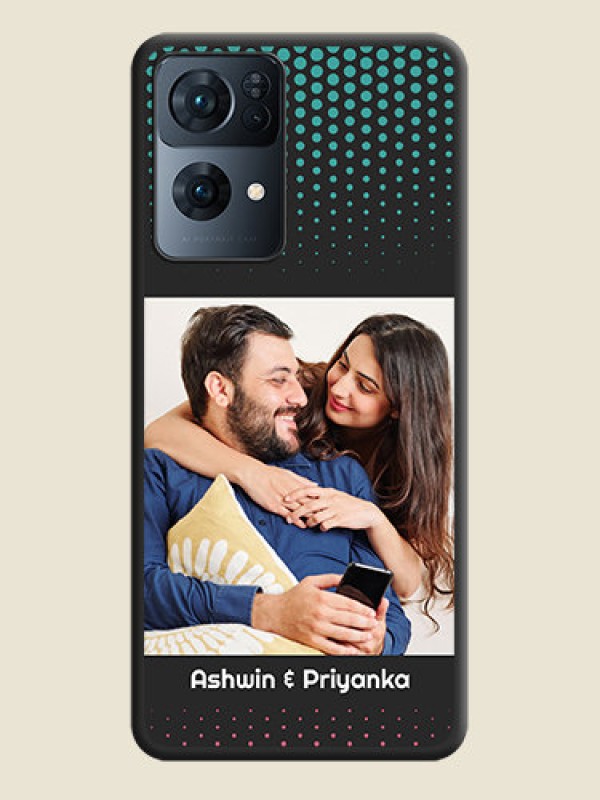 Custom Faded Dots with Grunge Photo Frame and Text on Space Black Custom Soft Matte Phone Cases - Oppo Reno 7 Pro 5G