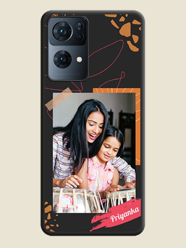 Custom Orange Photo Frame on Space Black Custom Soft Matte Phone Back Cover - Oppo Reno 7 Pro 5G
