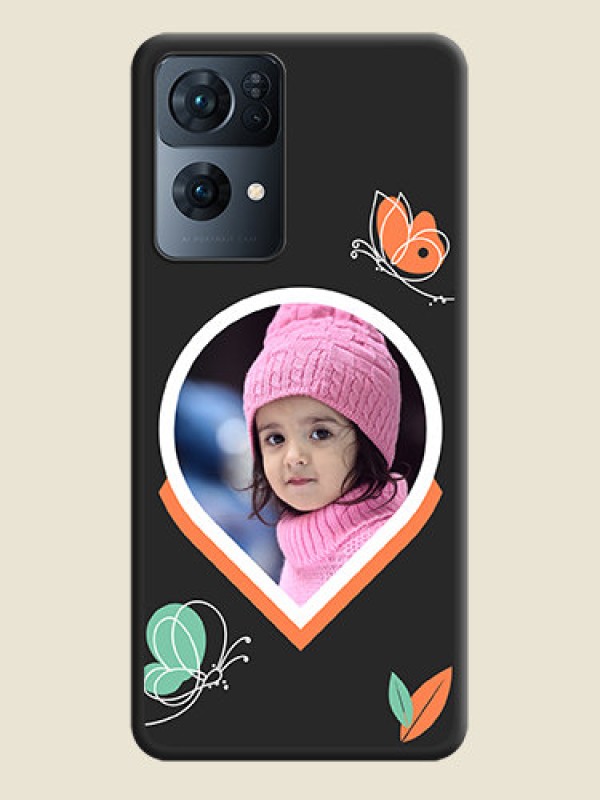 Custom Upload Pic With Simple Butterly Design On Space Black Personalized Soft Matte Phone Covers -Oppo Reno 7 Pro 5G
