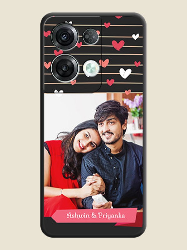Custom Love Pattern with Name on Pink Ribbon  on Photo on Space Black Soft Matte Back Cover - Oppo Reno 8 Pro 5G