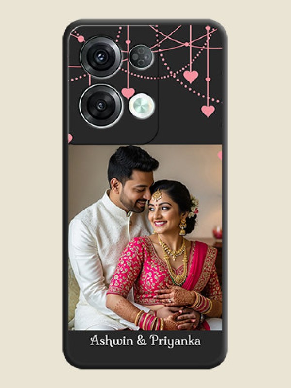 Custom Pink Love Hangings with Text on Space Black Custom Soft Matte Back Cover - Oppo Reno 8 Pro 5G