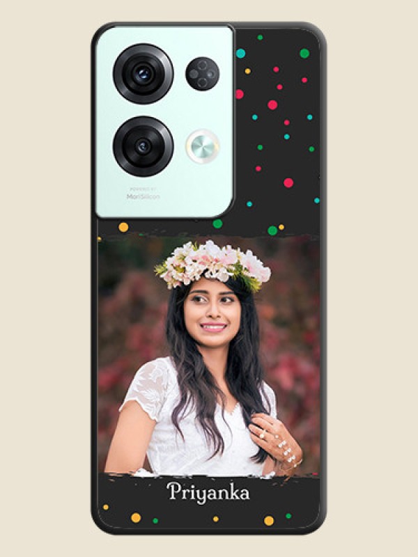 Custom Multicolor Dotted Pattern with Text on Space Black Custom Soft Matte Phone Back Cover - Oppo Reno 8 Pro 5G