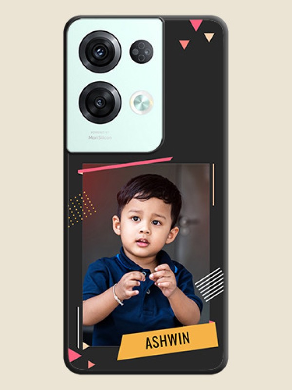 Custom Photo Frame with Triangle Small Dots on Photo on Space Black Soft Matte Back Cover - Oppo Reno 8 Pro 5G