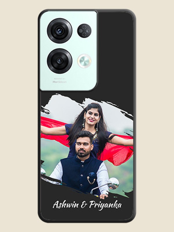 Custom Grunge Brush Strokes on Photo on Space Black Soft Matte Back Cover - Oppo Reno 8 Pro 5G