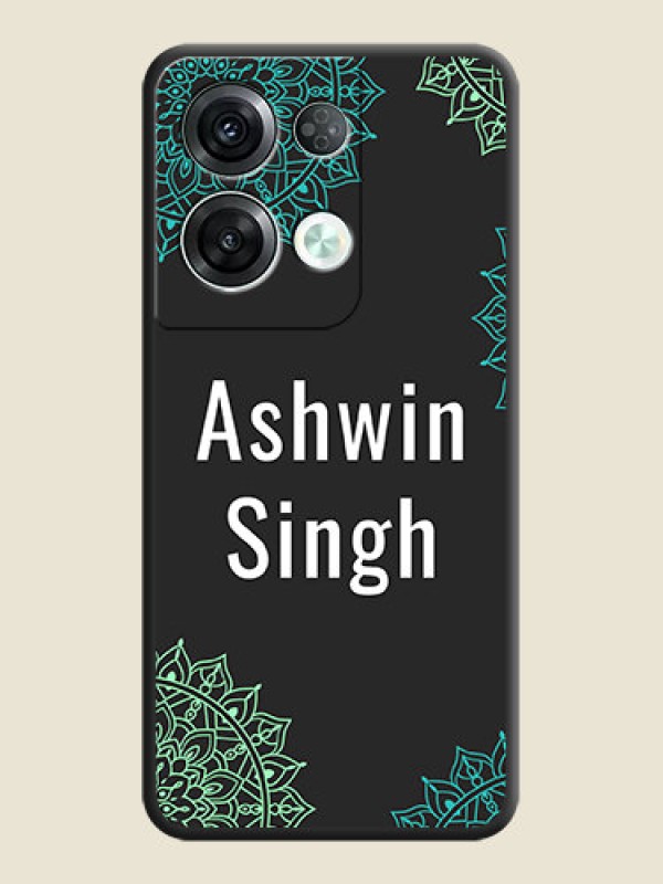 Custom Your Name with Floral Design on Space Black Custom Soft Matte Back Cover - Oppo Reno 8 Pro 5G