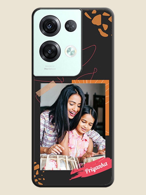 Custom Orange Photo Frame on Space Black Custom Soft Matte Phone Back Cover - Oppo Reno 8 Pro 5G