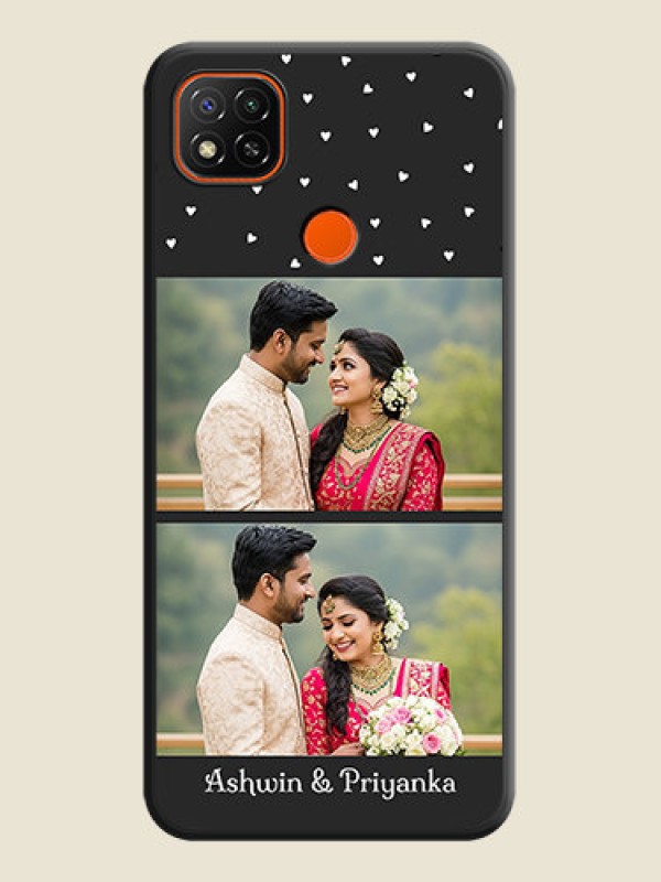 Custom Miniature Love Symbols with Name on Space Black Custom Soft Matte Back Cover - Poco C31