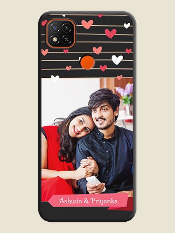 Custom Love Pattern with Name on Pink Ribbon  on Photo on Space Black Soft Matte Back Cover - Poco C31